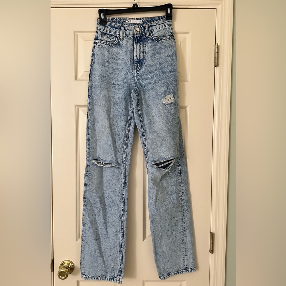Zara high waisted ripped jeans